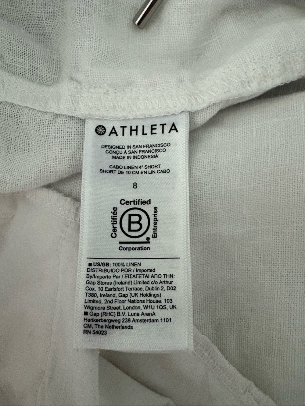 Athleta Cabo Linen Shorts White Size 8 Lightweight Summer Beach Casual - Picture 4 of 4